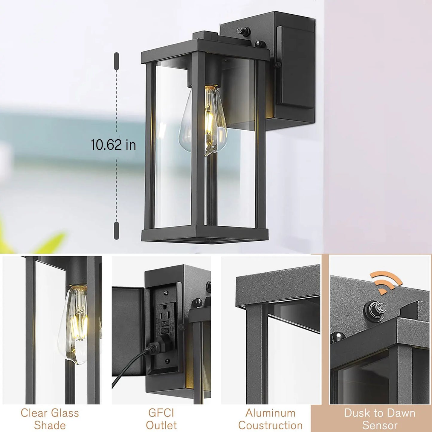 Porch Light With GFCI Outlet Dusk