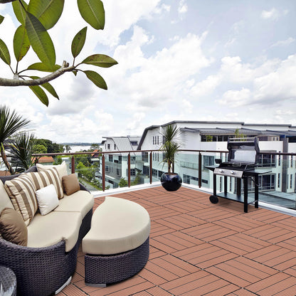 Wood Plastic Composite Deck Tiles, Sustainable Composite Decking Resist Rust, Water, Weather, Ideal for Patios, Balconies