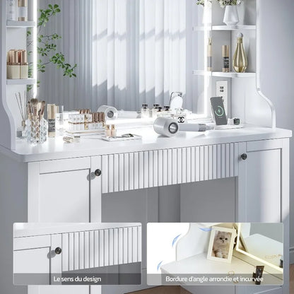 Makeup vanity table with additional power outlet