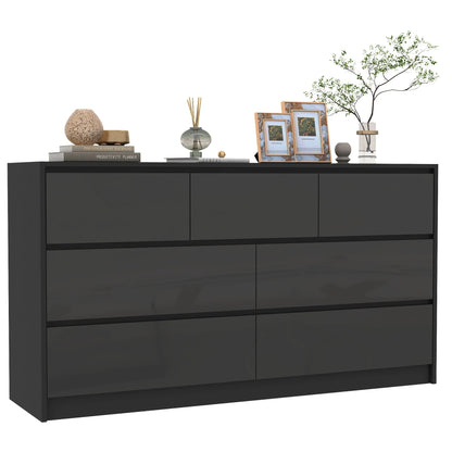 55 Inch Modern Dresser with High Gloss Drawers