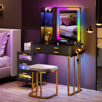 Vanity with Wireless Charging Station & RGB Lights