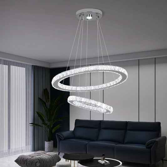 Luxury Crystal Rings Dimmable Chandelier