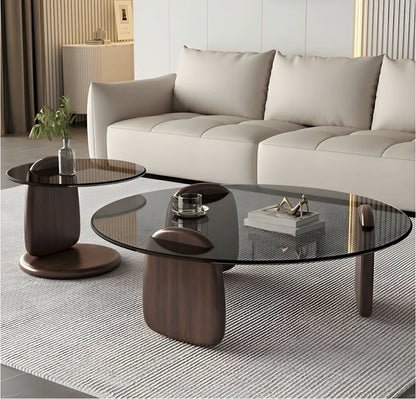 Glass Round Coffee Nesting Table Set of 2