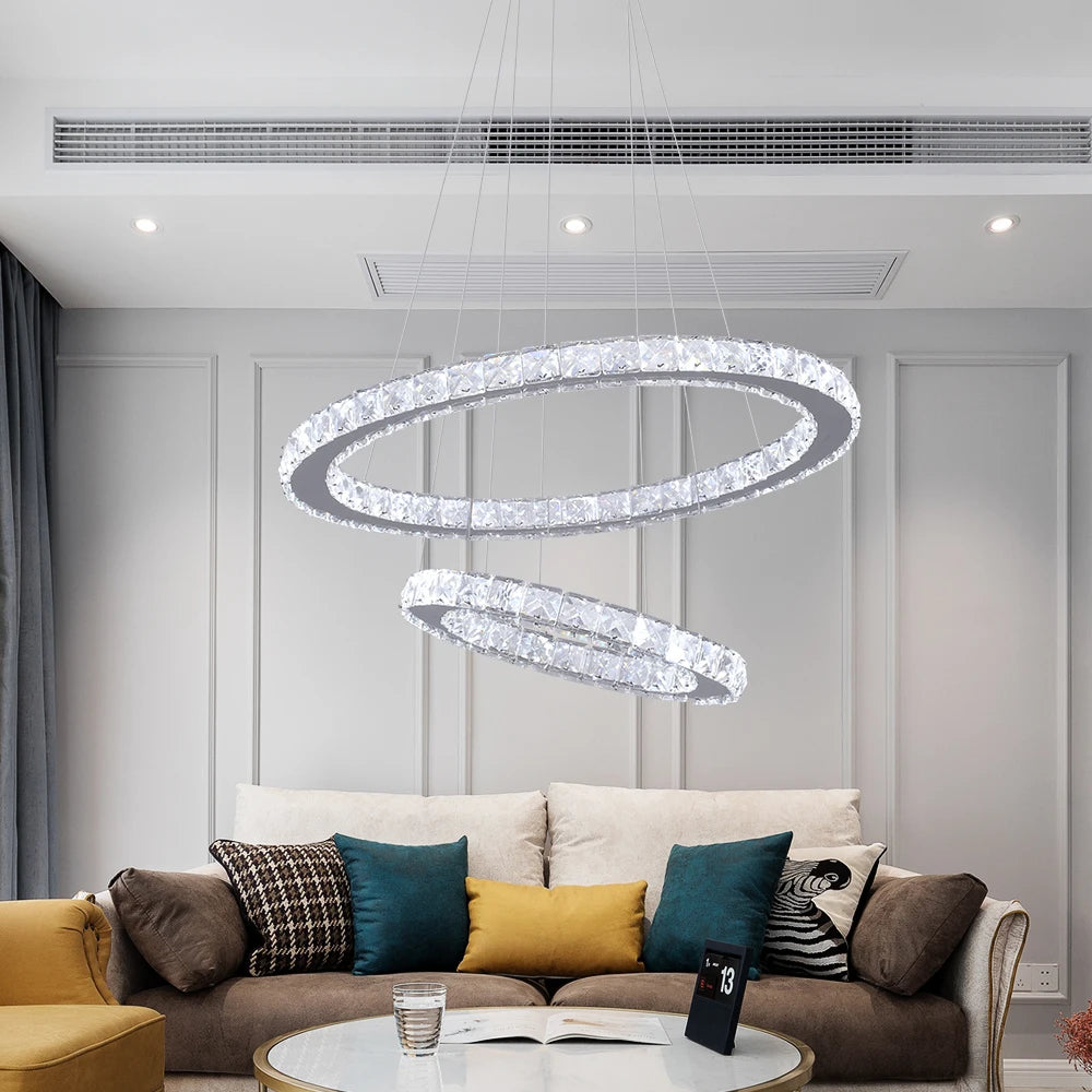 Luxury Crystal Rings Dimmable Chandelier