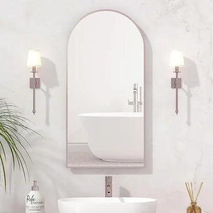 Arched Mirror With Cabinet Installed
