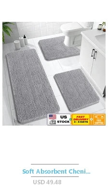 Bath Mat Set 3 Pieces Water Absorbent Non Slip
