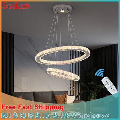 Luxury Crystal Rings Dimmable Chandelier