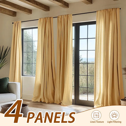 4PCS Farmhouse Light Filtering Curtains