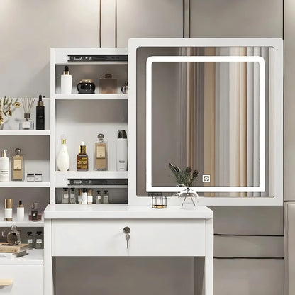 Makeup Dresser with Sliding Mirror and Lights