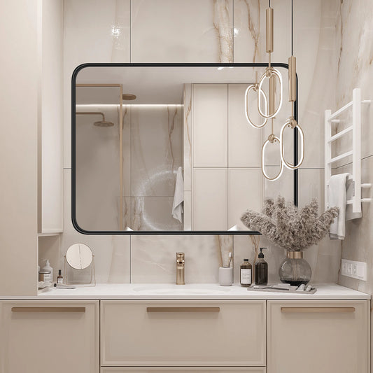 Matte Metal Framed Bathroom Mirror