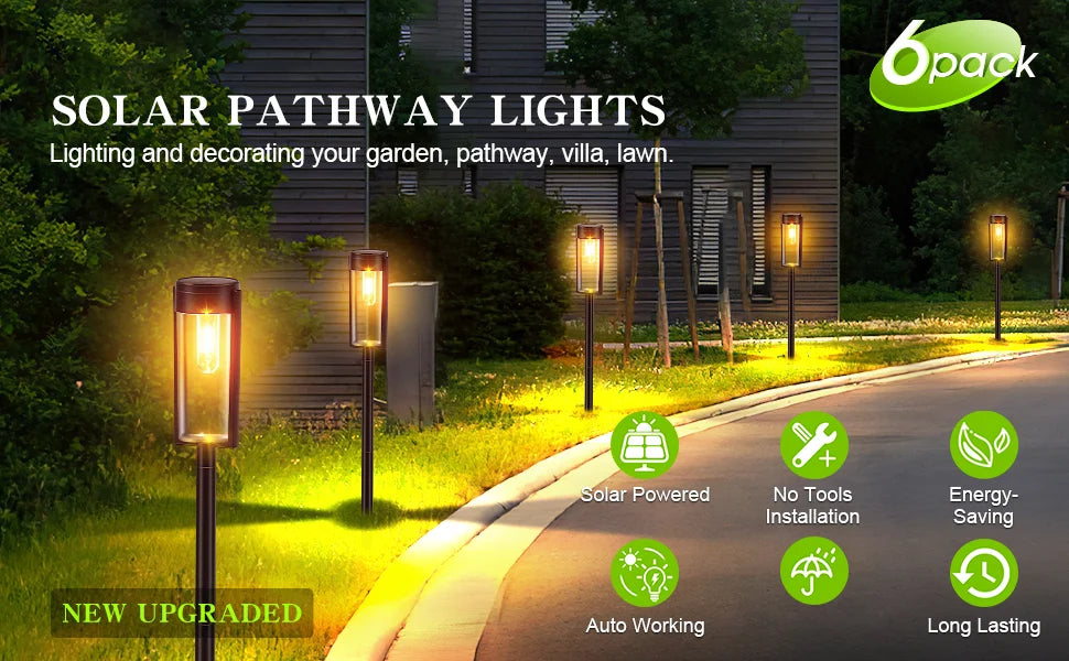 Solar Pathway Lights Outdoor Auto On/Off