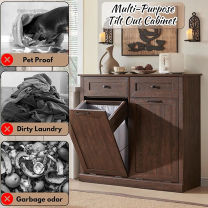 Hidden Wood Garbage Bin Cabinet