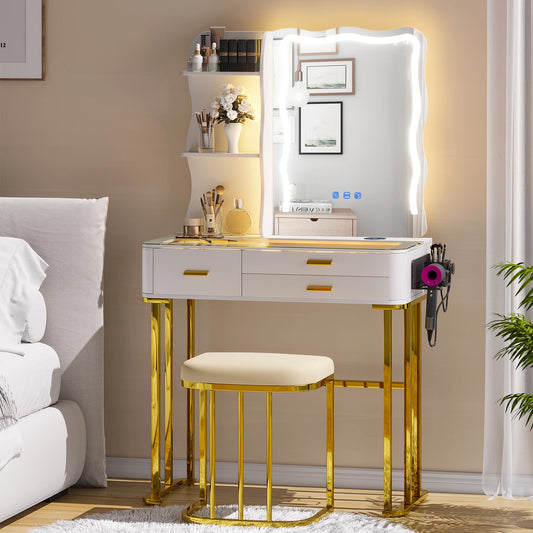 Makeup Vanity Desk with Wireless Charging