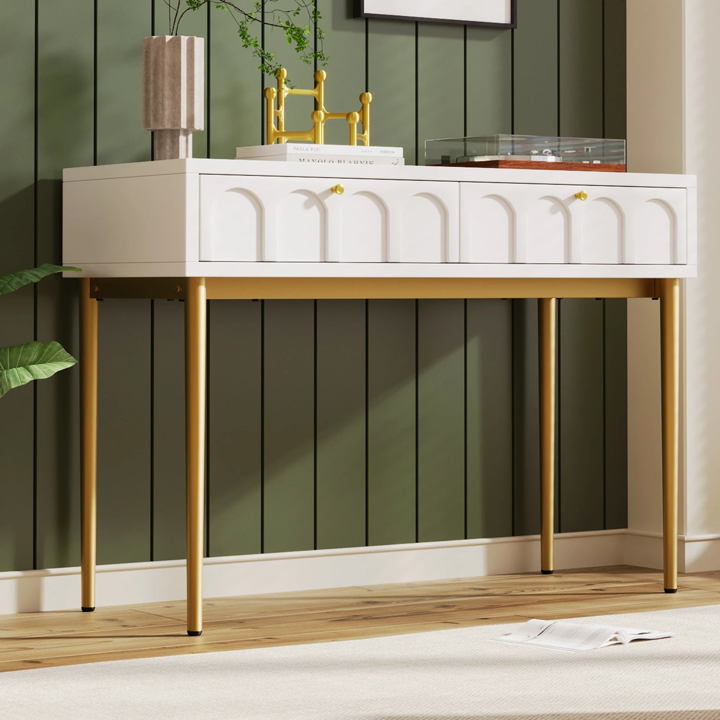 Modern metal foot two door dining cabinet