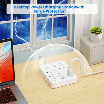 Power strip with, 9 sockets 3 USB Ports,5ft Extension Cord