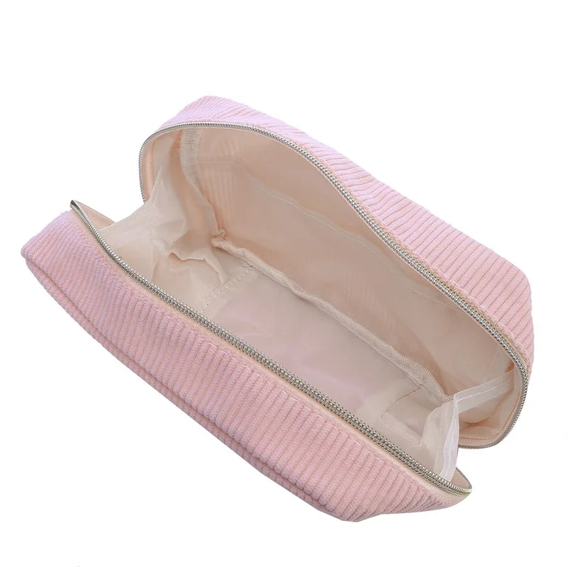 Corduroy Travel Cosmetic Bag Portable Makeup Storage