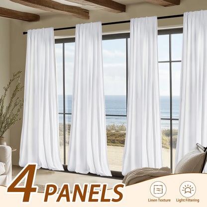 4PCS Farmhouse Light Filtering Curtains