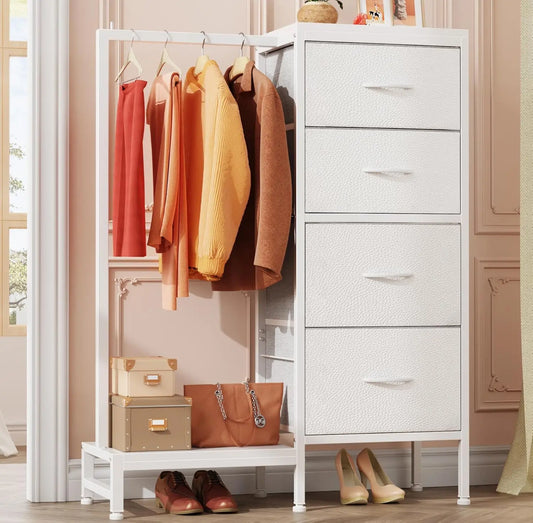Dresser with Hanging Rack with 4 Drawers