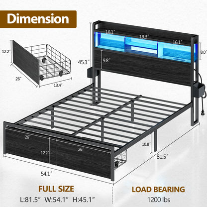 Full/Queen Size Bed Frame with Storage Headboard etc