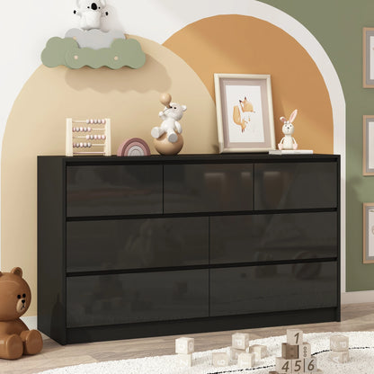 55 Inch Modern Dresser with High Gloss Drawers