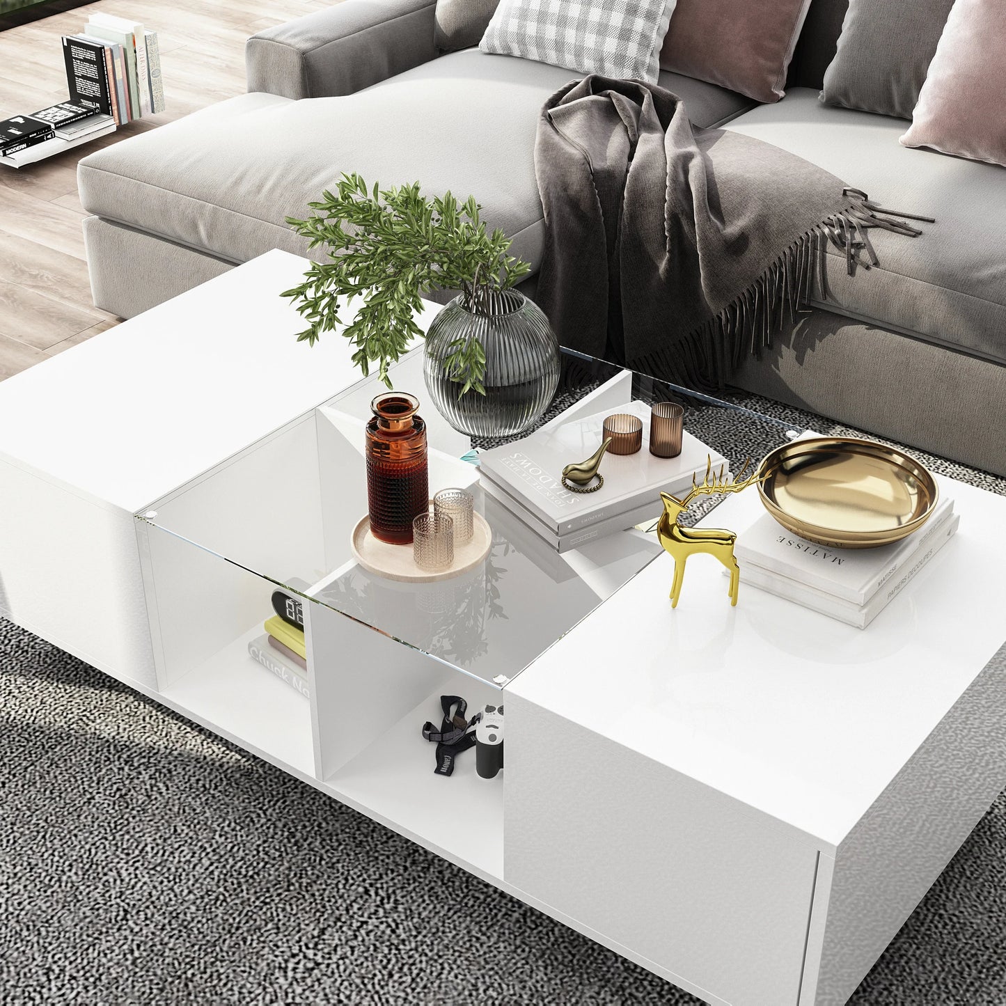 Modern Coffee Table with LED Lighting