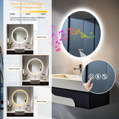 Dimmable Led Bathroom Mirror with Bluetooth Speaker