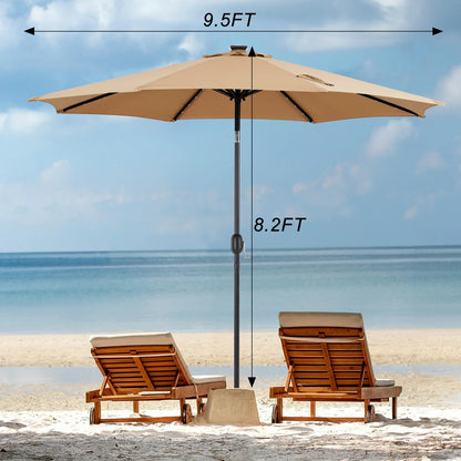 10FT Solar Patio Umbrella with 32 LED