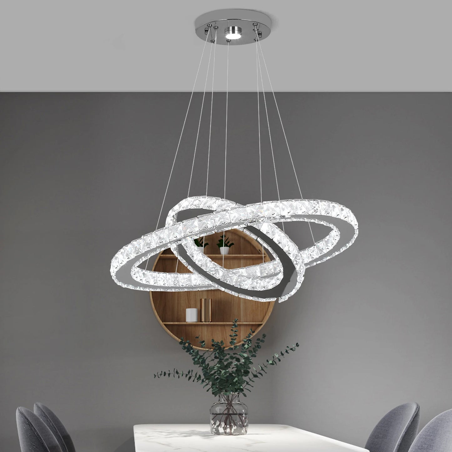 Luxury Crystal Rings Dimmable Chandelier