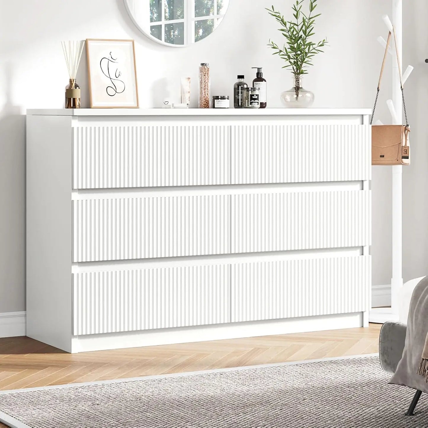 White 6 Drawer Dresser for Bedroom