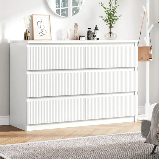 White 6 Drawer Dresser for Bedroom