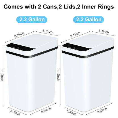 2 Pack 12L Bathroom Automatic Trash Cans