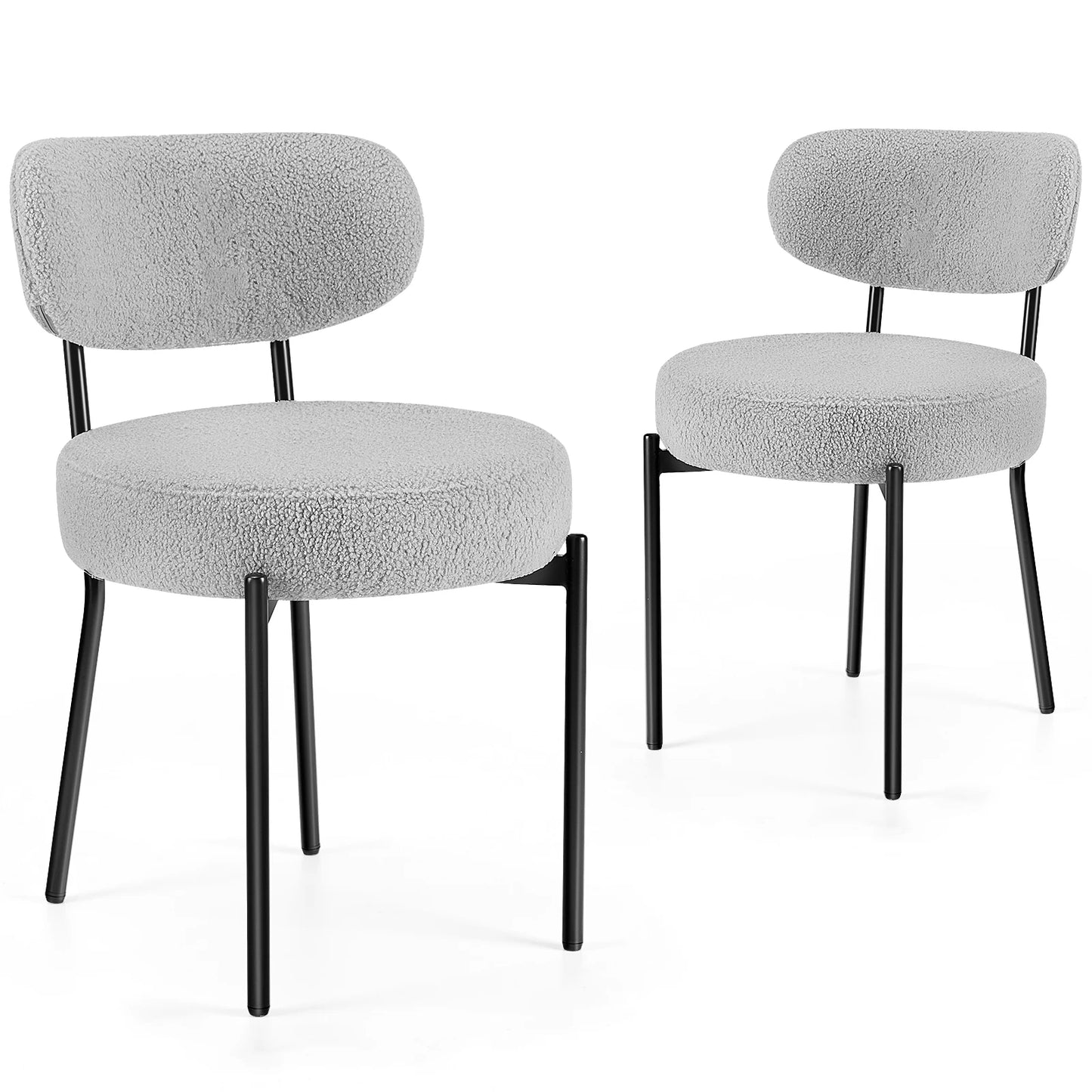Round Dining Chairs Set of 2 Plush Fabric