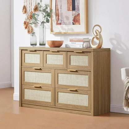 Rattan Chests of Drawers with Metal Handle