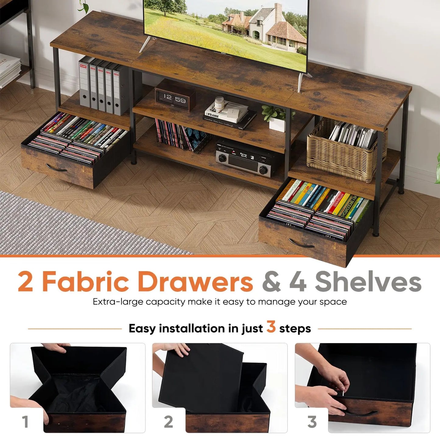 Wooden Tv Stand For Up To 75 Inch