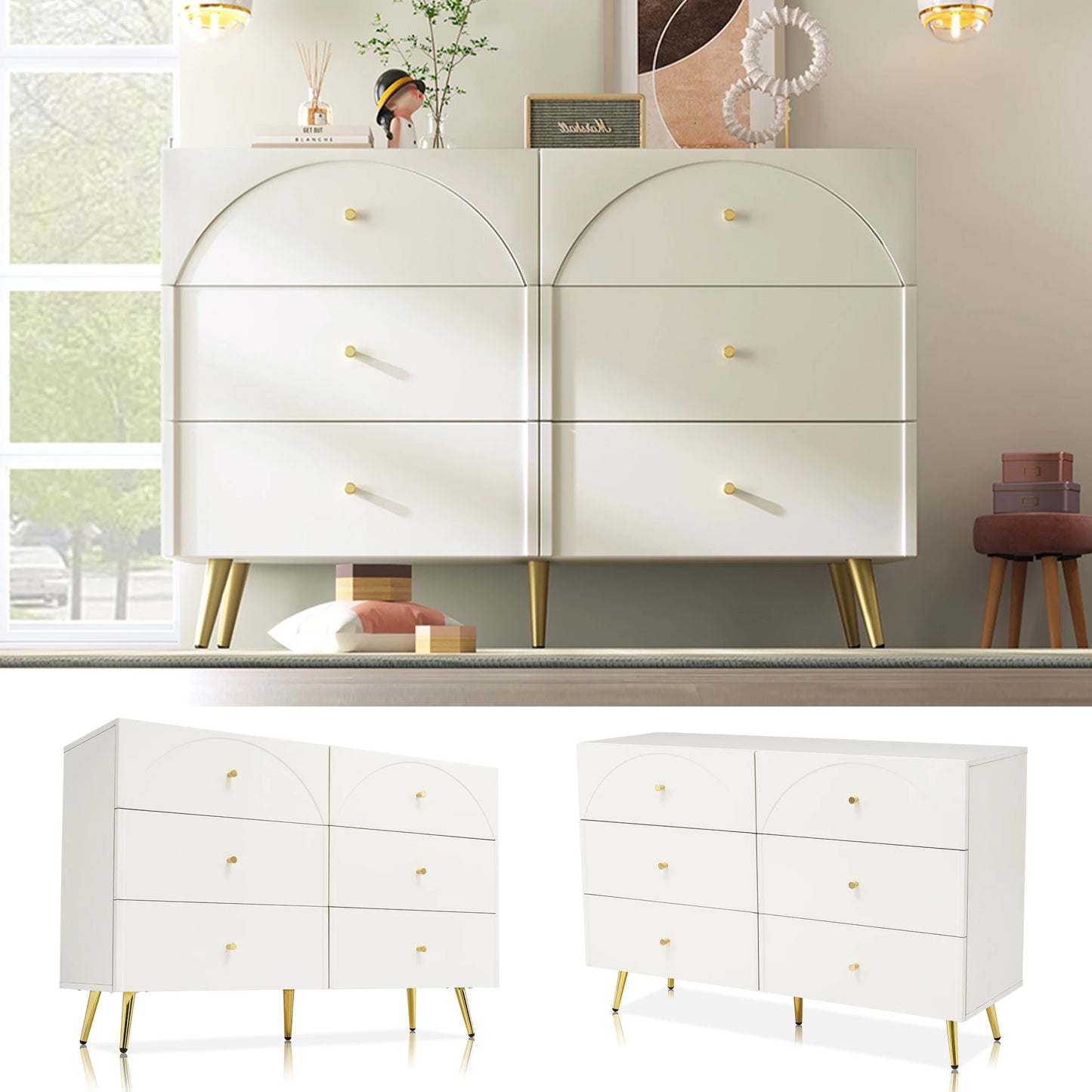 Modern metal foot two door dining cabinet