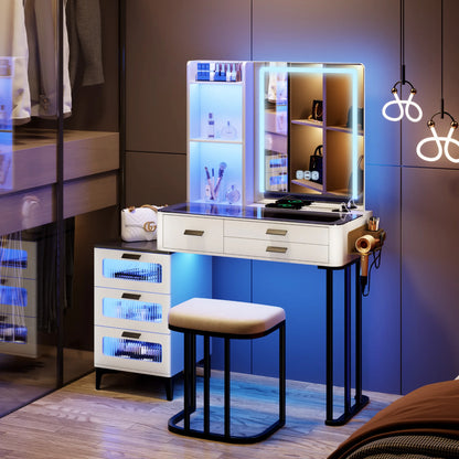 Vanity with Wireless Charging Station & RGB Lights