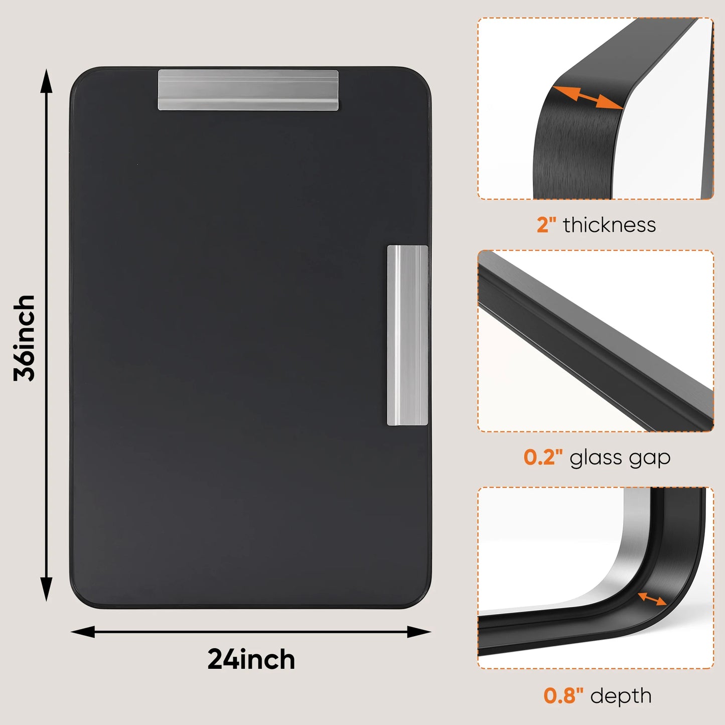 Matte Metal Framed Bathroom Mirror