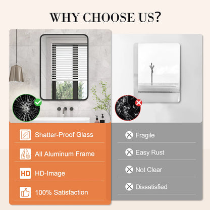 Matte Metal Framed Bathroom Mirror