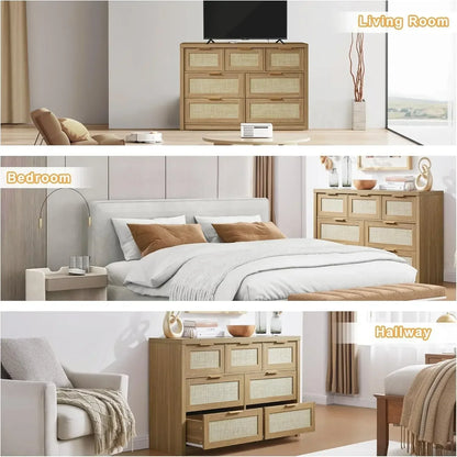 Rattan Chests of Drawers with Metal Handle