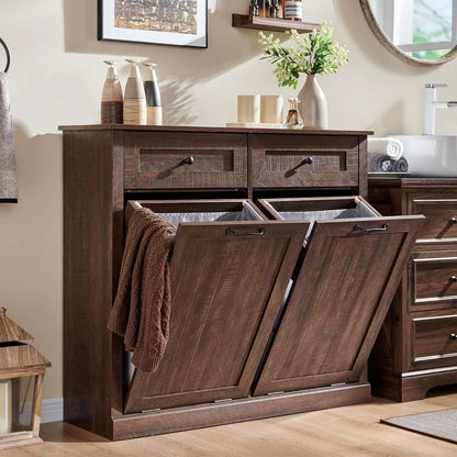Hidden Wood Garbage Bin Cabinet