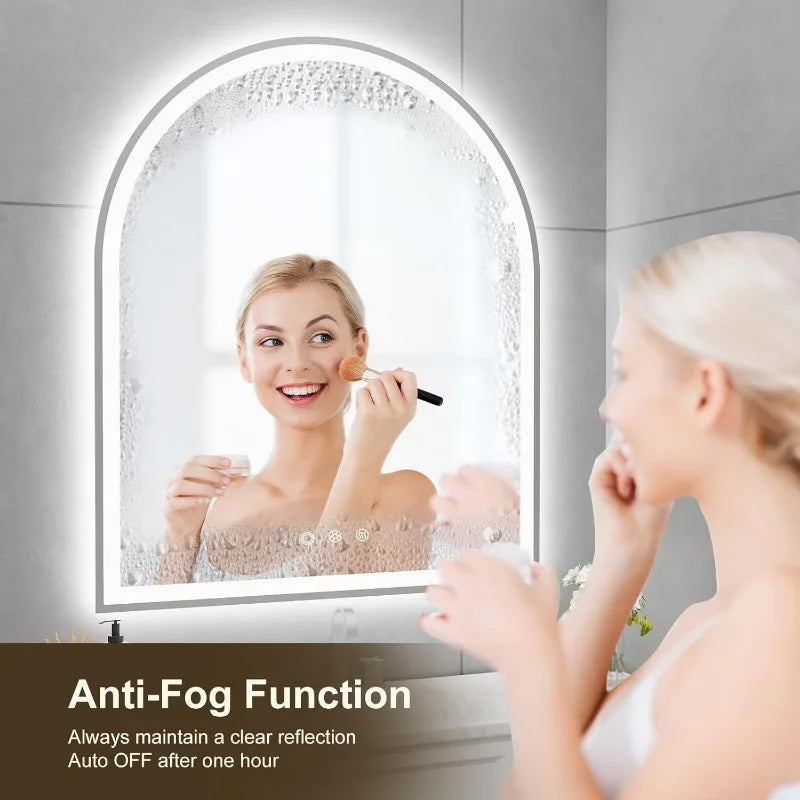 Arched LED Mirror for Bathroom with Front and Backlight