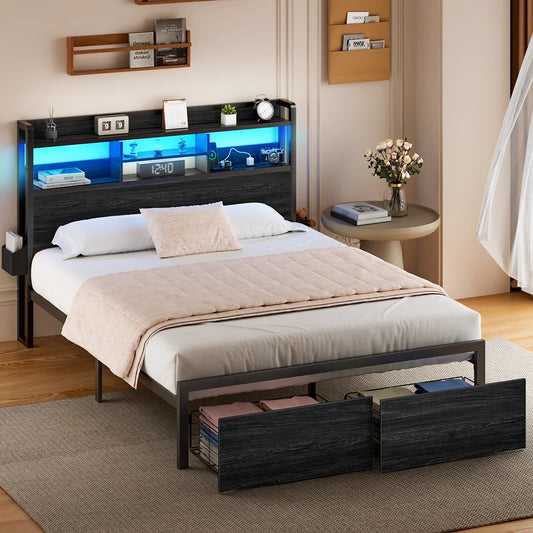 Full/Queen Size Bed Frame with Storage Headboard etc