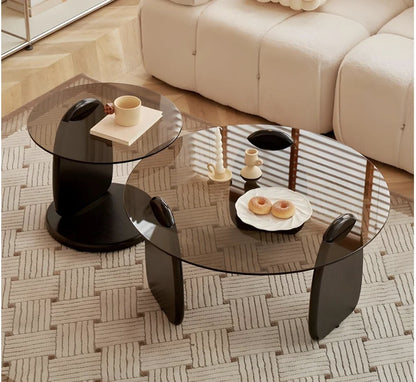 Glass Round Coffee Nesting Table Set of 2