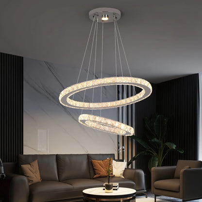 Luxury Crystal Rings Dimmable Chandelier
