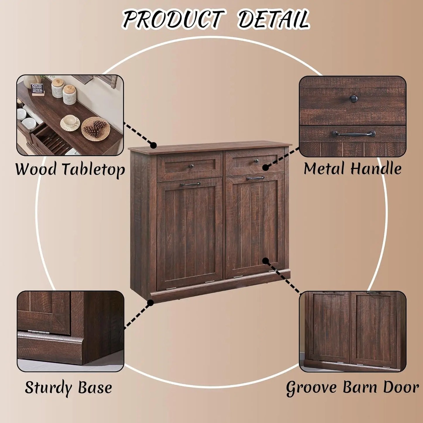 Hidden Wood Garbage Bin Cabinet
