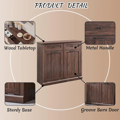 Hidden Wood Garbage Bin Cabinet