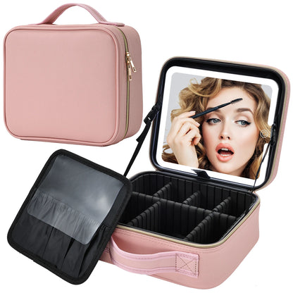Makeup Bag With Led Mirror 3 Modes Lights