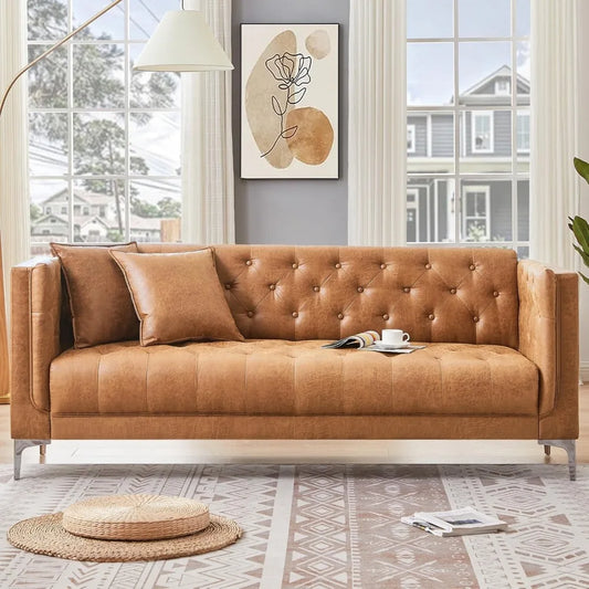 leather sofa 3-seater with 2 pillows included