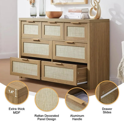 Rattan Chests of Drawers with Metal Handle