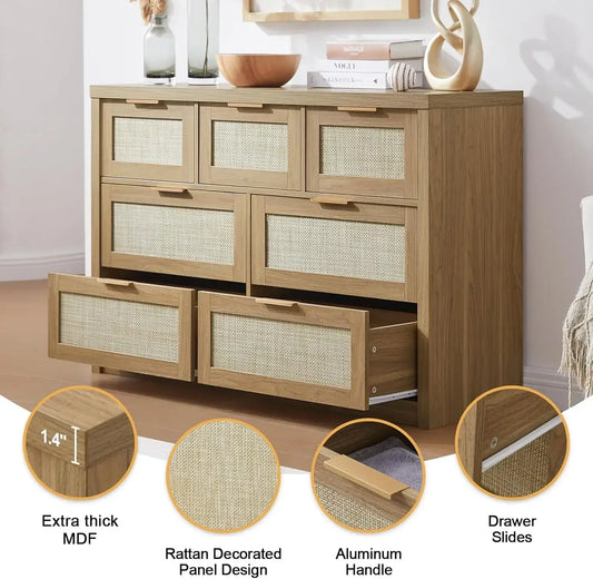 Rattan Chests of Drawers with Metal Handle